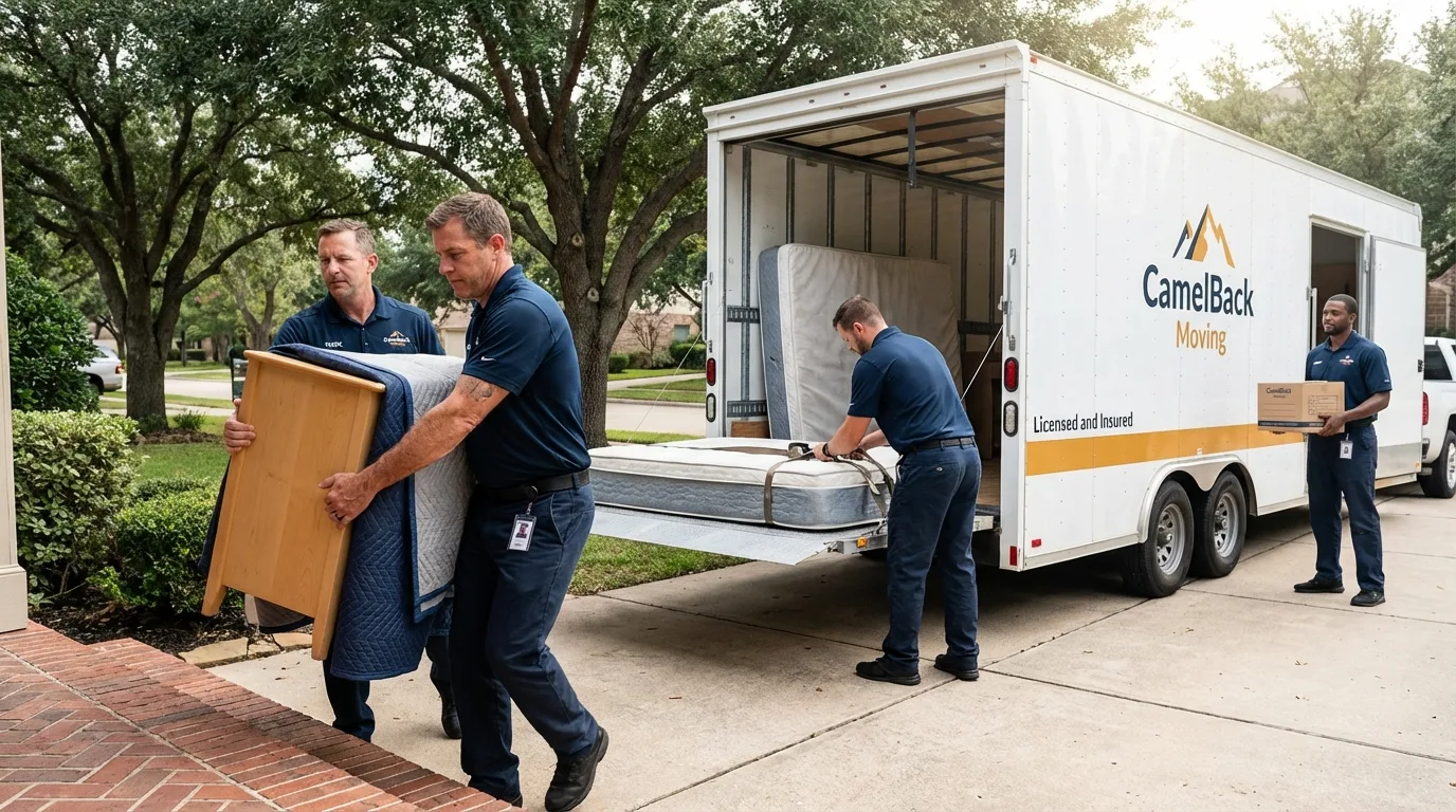 Crew loading residential truck for cross-state move from Pagosa Springs, CO